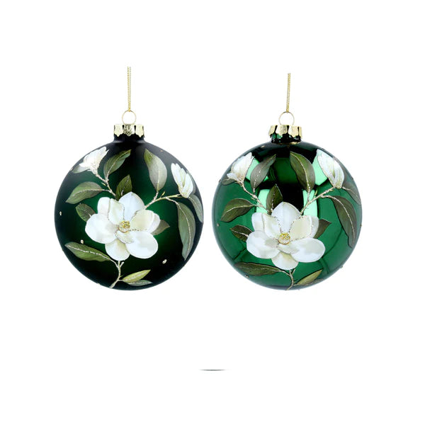 Green Glass Magnolia Ball, assorted