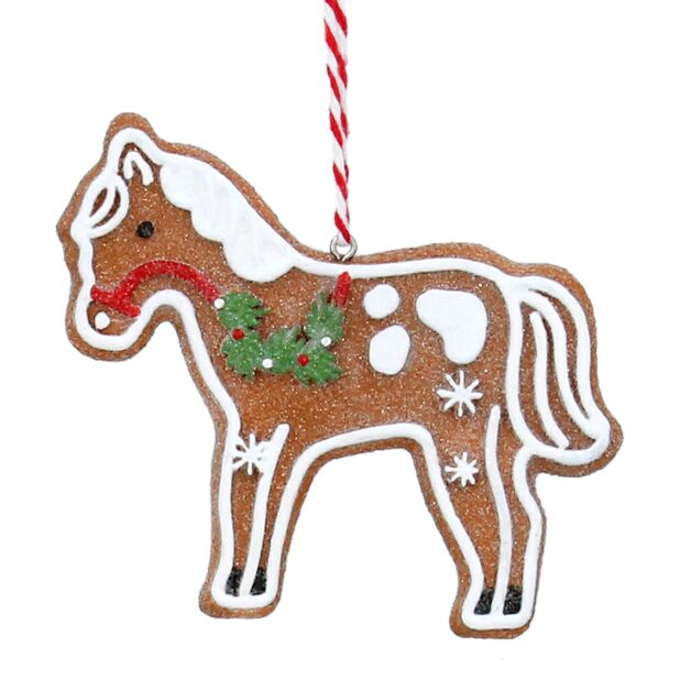 Resin Gingerbread Horse Decoration
