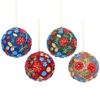 Folk Art Resin Ball Decoration; 4 assorted