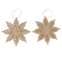 Matt Gold Filigree Flower Decoration; 2 assorted