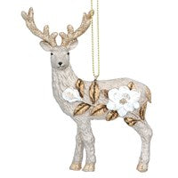 Gold Resin Magnolia Stag Decoration