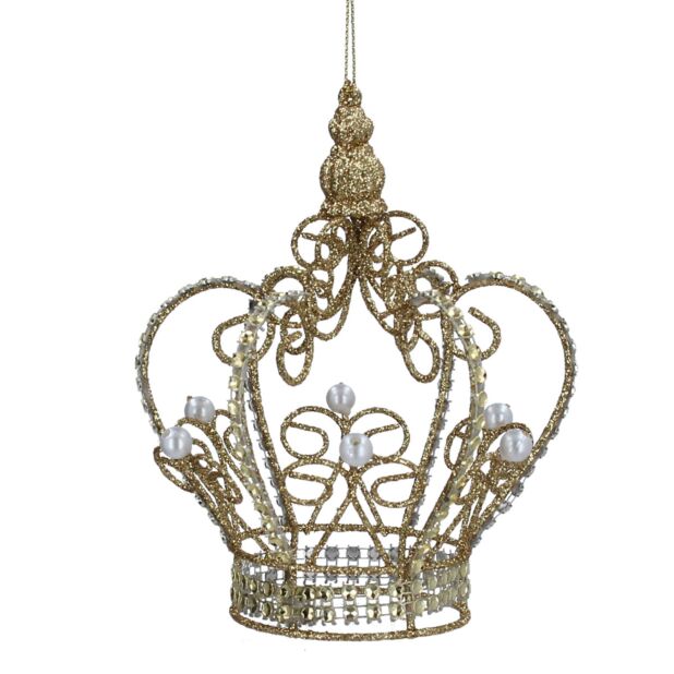Gold Crown Decoration with Diamantes & Pearls
