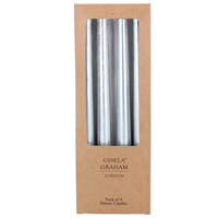 Silver Dipped Wax Taper Candle, Pack/4
