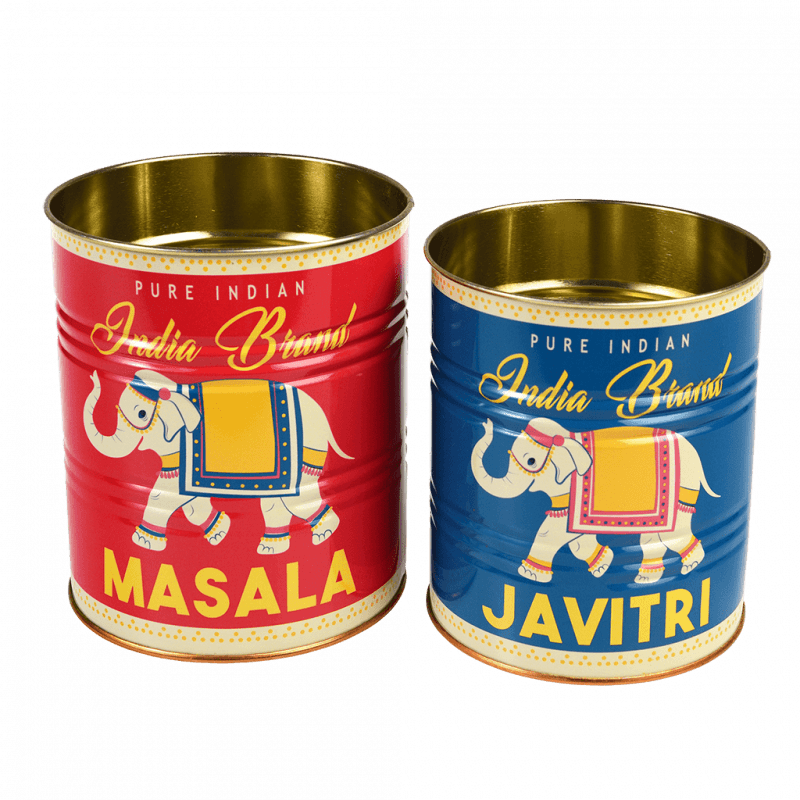 Set of 2 Storage Tins - Masala & Javitri