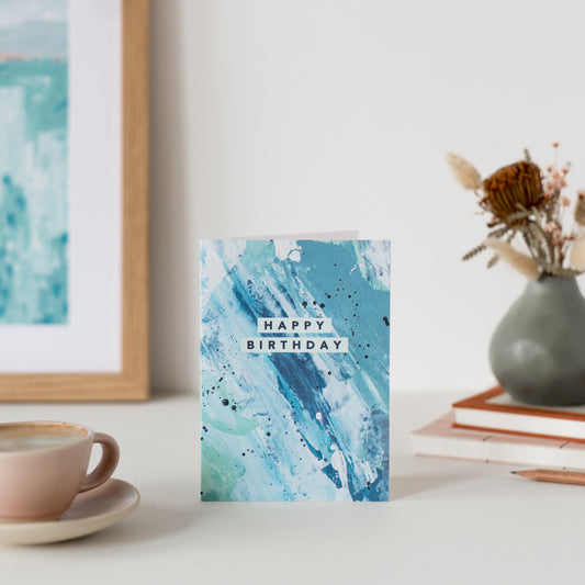 Happy Birthday Blue Wash - Joy Jen Studio