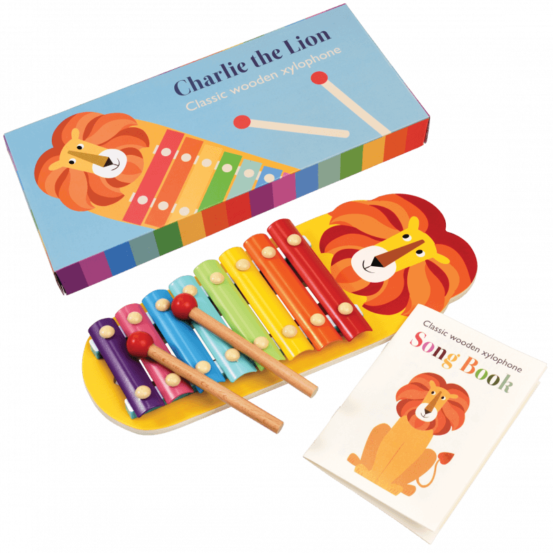 Charlie the Lion Wooden Xylophone with song book