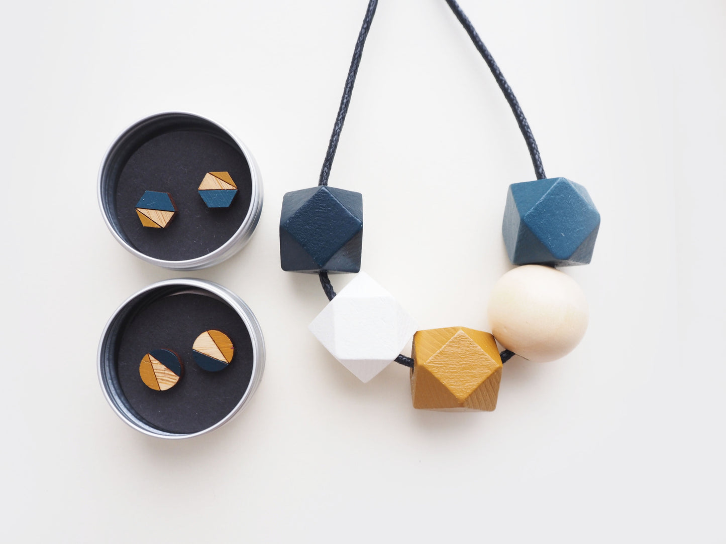 Circle Earrings Mustard + Blue