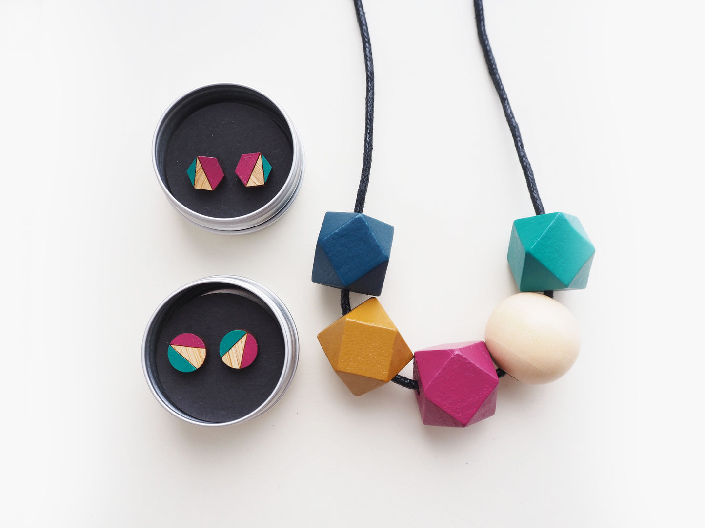 Hexagon Earrings Rainbow
