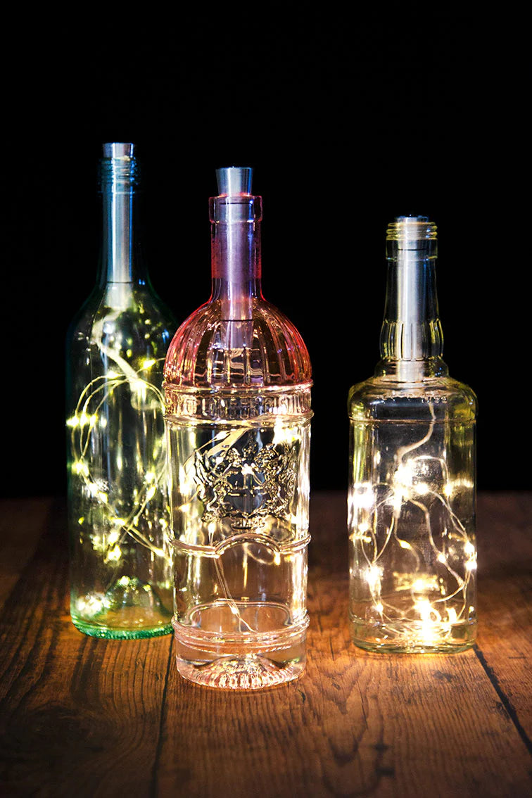 Silver Bottle Stopper with LED String Lights