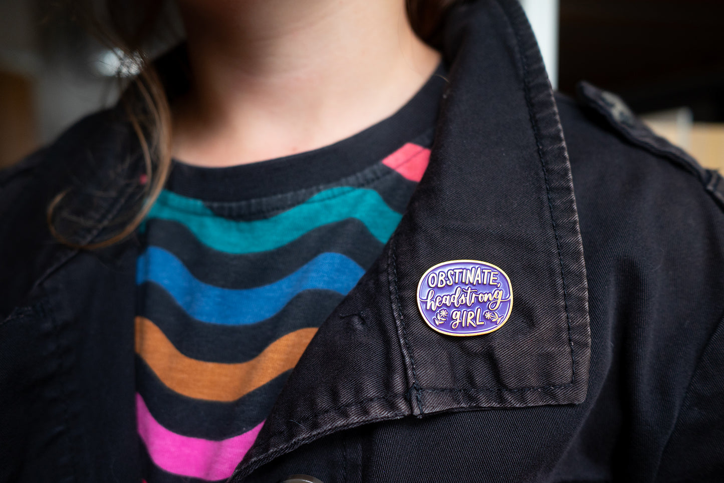 Jane Austen Enamel Pin: Obstinate, Headstrong Girl
