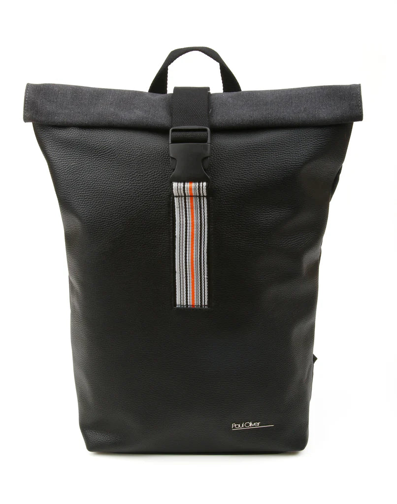 Mens Roll Top Backpack With Orange Stripe
