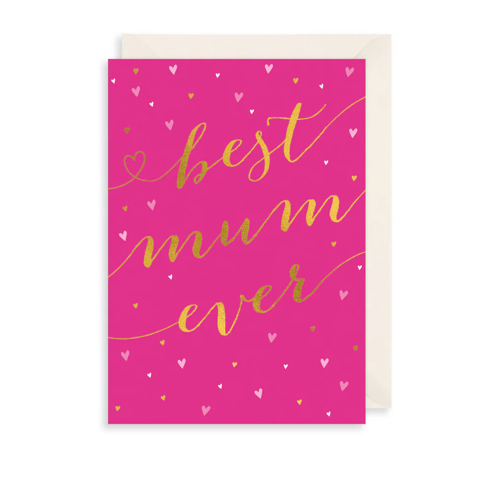 Best Mum Ever Pink Hearts Card