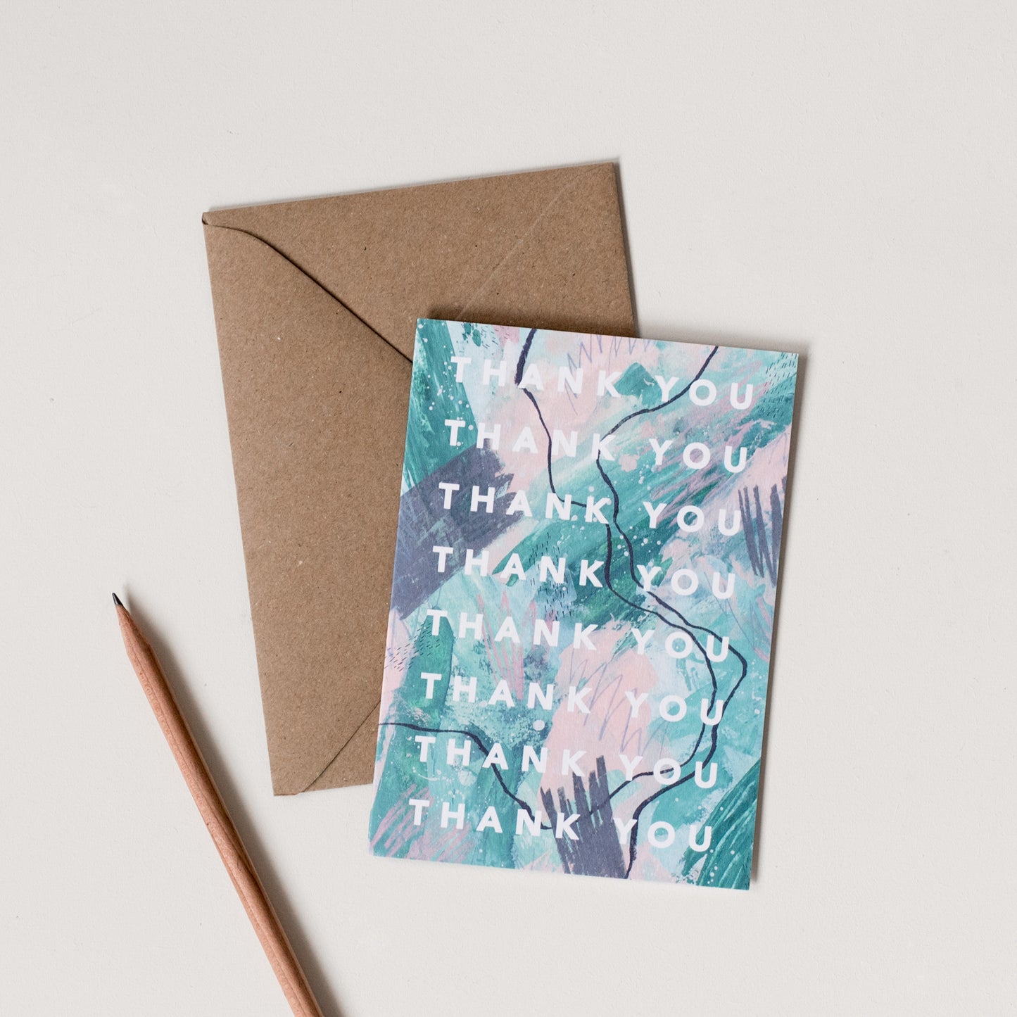 Thank You Peach Green Wash - Joy Jen Studio