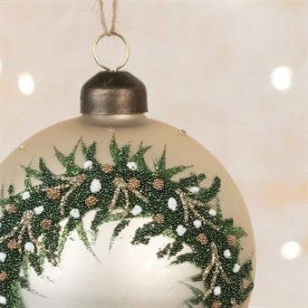 Glass Wreath Bauble 8cm