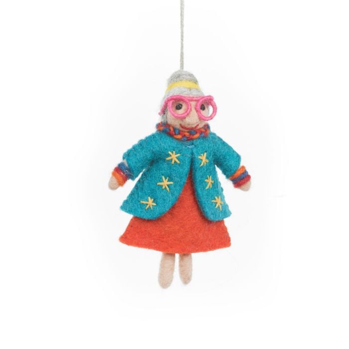Handmade Felt Groovy Grannies Hanging Decoration (3 Assorted)
