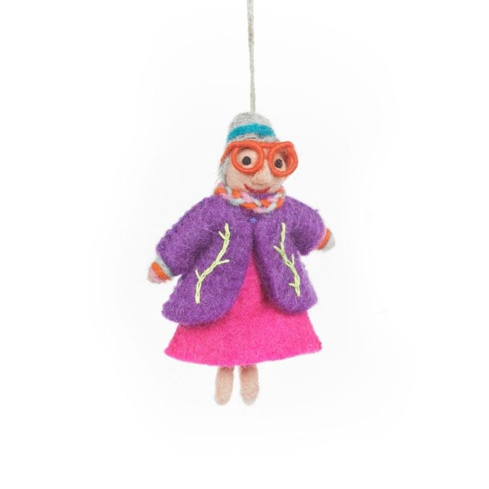 Handmade Felt Groovy Grannies Hanging Decoration (3 Assorted)