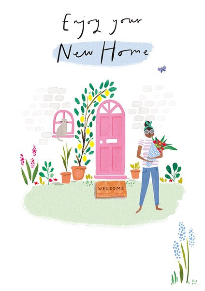New Home Lady & Pink Door