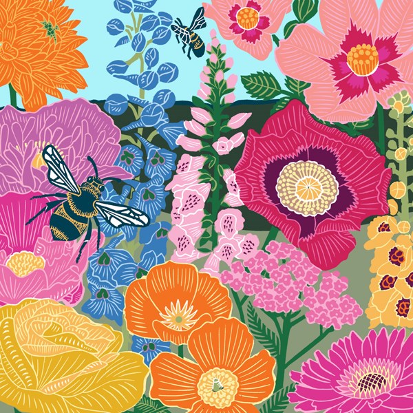 Bees in the Hollihocks