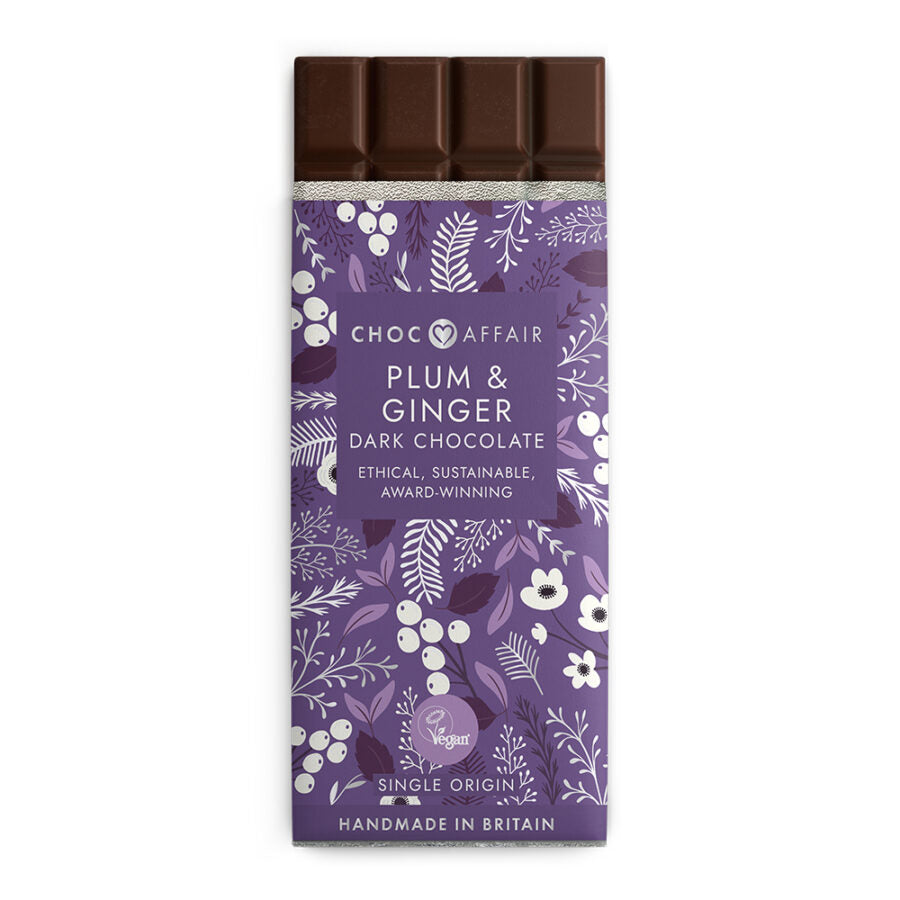 Plum & Ginger Infused Dark Chocolate Bar - 90g