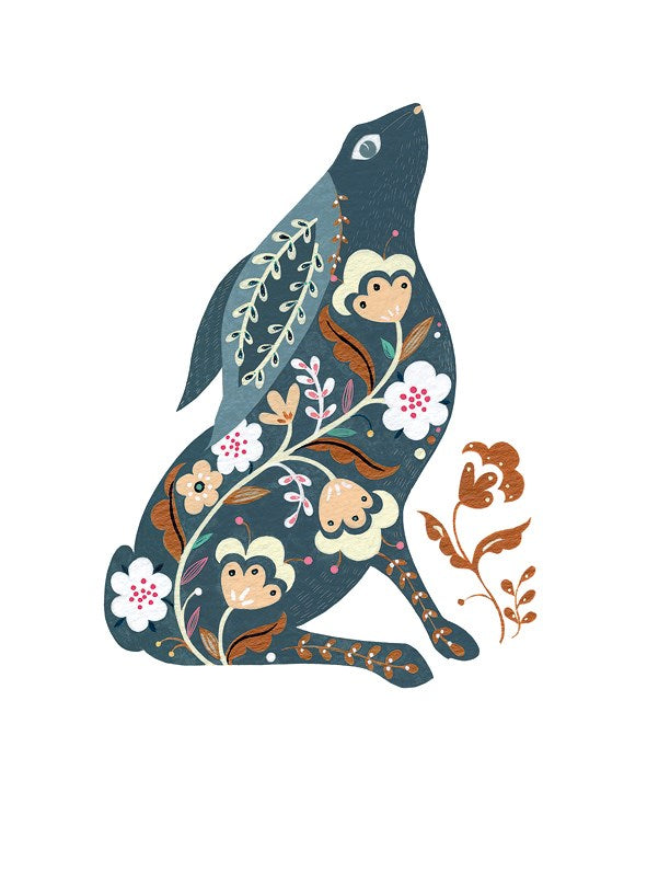 Floral grey Hare