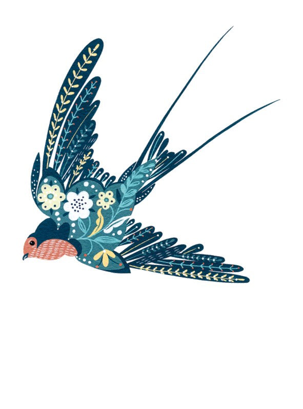 Floral Blue Swallow