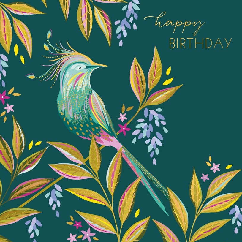 Green Tropical Bird on Branch - Sarah Miller - SAM136A