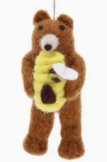 Handmade Felt Honey Bear Hanging Decoration