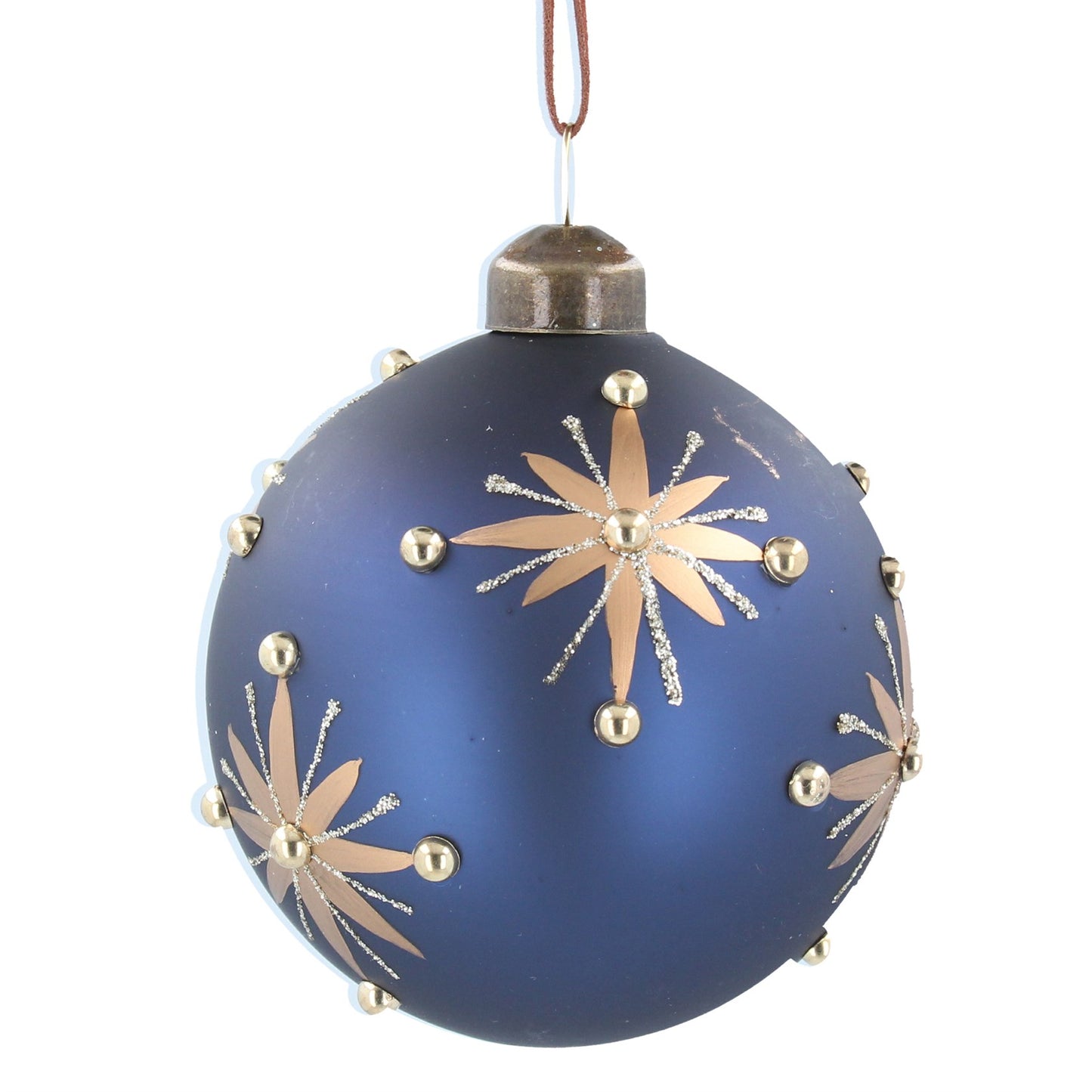 Matt Blue glass ball with Matt Gold Stars