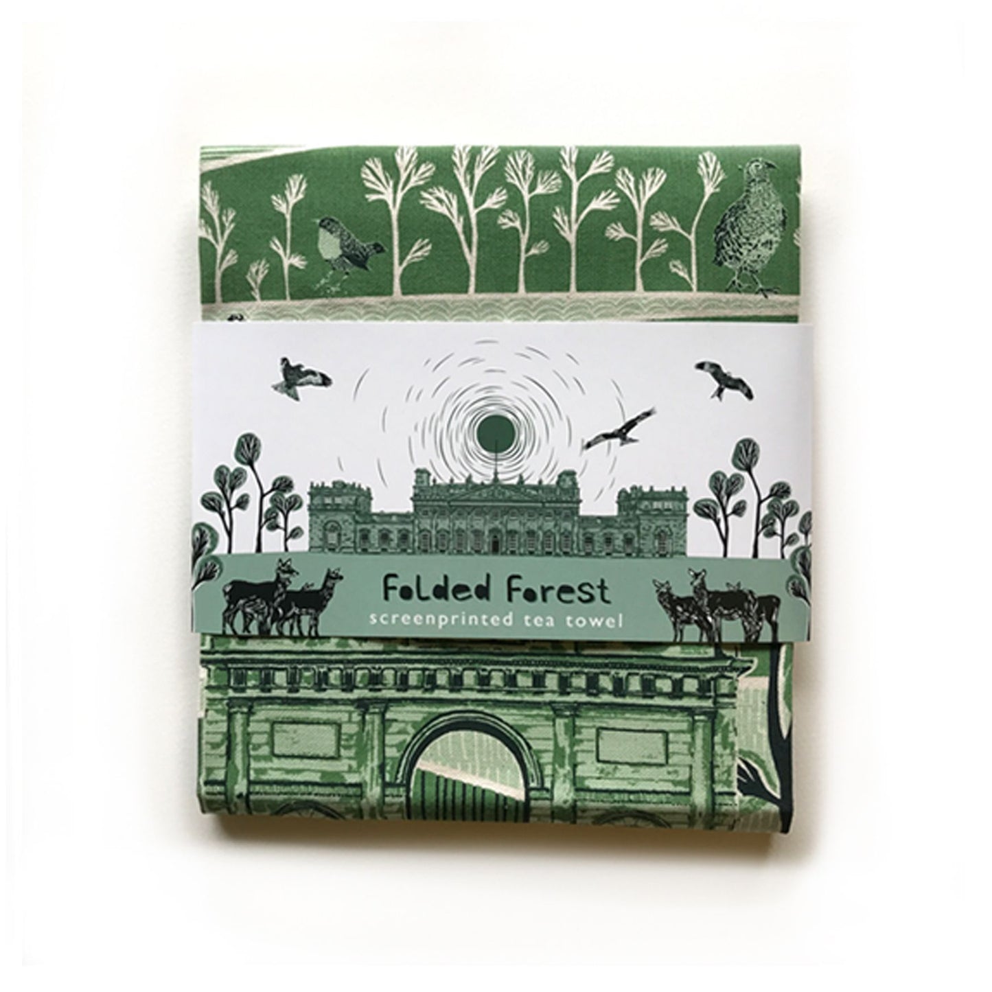 Folded Forest Harewood Print Tea Towel
