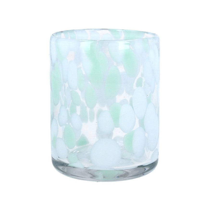 Glass Tumbler 9cm - Mint Green Marble