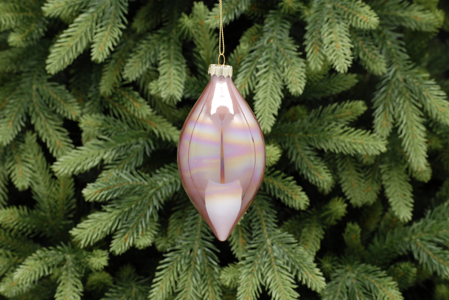 13cm pink iridescent glass olive