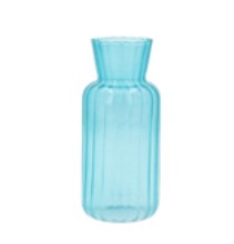 Teal Glass Ribbed Bud Vase