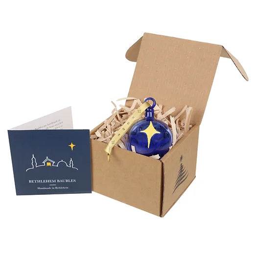 Bethlehem Blue Star Glass Bauble