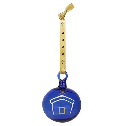 Bethlehem Blue Crib Glass Bauble