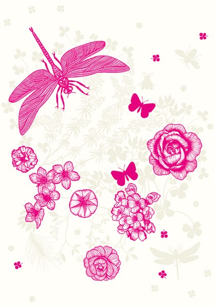 Pink Dragonfly - Fossile Card