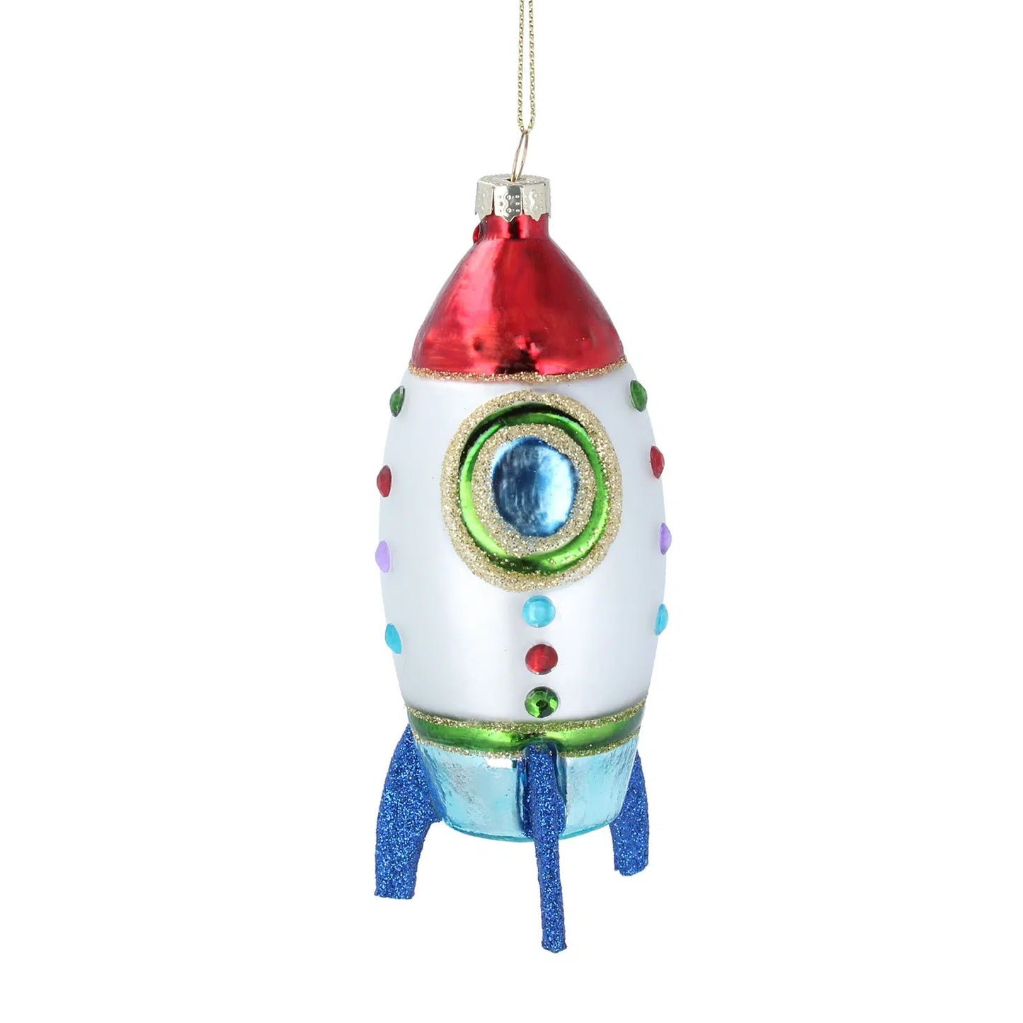 Red White & Blue Glass Rocket Decoration