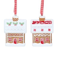 Resin Gingerbread House Decoration; 2 assorted