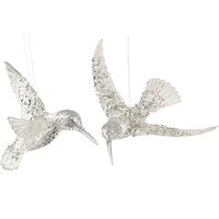 Clear Silver Acrylic Hummingbird with Glitter Decoration