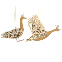 Two-tone Gold Wood Goose Decoration, 2 assorted