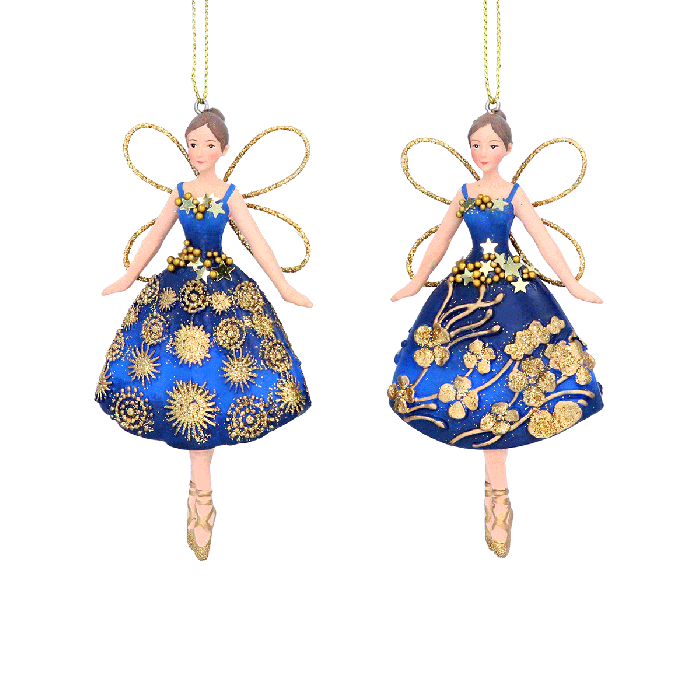 Blue or Gold Resin Fairy Decoration; 2 assorted