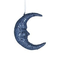 Blue Glitter Moon Decoration, Small