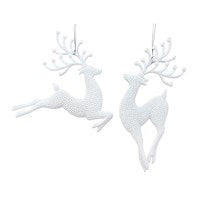 White Glitter Reindeer Decoration; 2 assorted