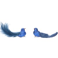 Blue Glitter Feather Bird Clip; 2 assorted