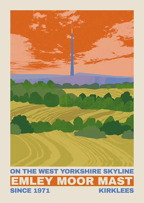 Emley Moor Mast  A3 Print - Ellie Way