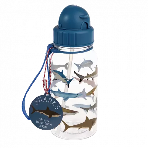 Children's Water Bottle with Straw 500ml - Sharks