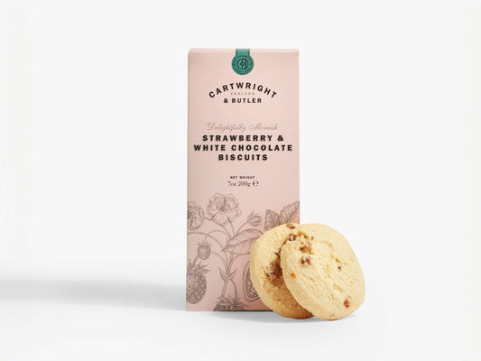 Cartwright & Butler Strawberry & White Chocolate Biscuits in Carton
