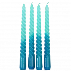 Dip Dye Spiral Candles (Set of 4) - Blue
