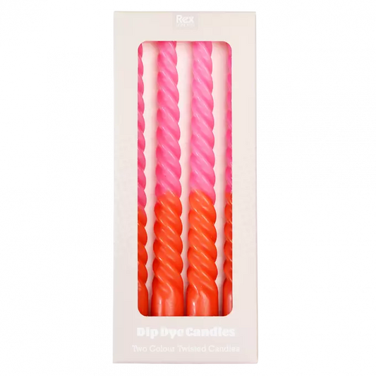 Dip Dye Spiral Candles (Set of 4) - Pink