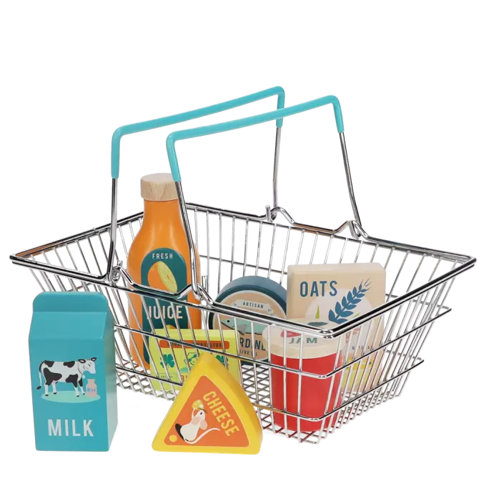 Wooden Shopping Playset with Basket