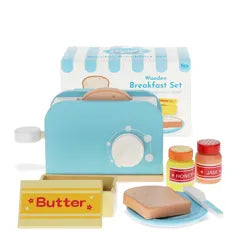 Wooden toy toaster playset